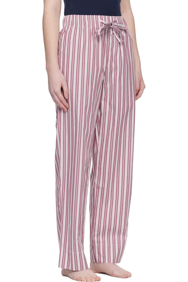 Tekla Pink & Off-White Poplin Pyjama Pants, photo 2 of 2 from SSENSE