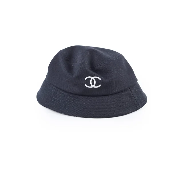 Chanel CC Bucket Hat Black - Size S in Black Silk from The Purse Affair