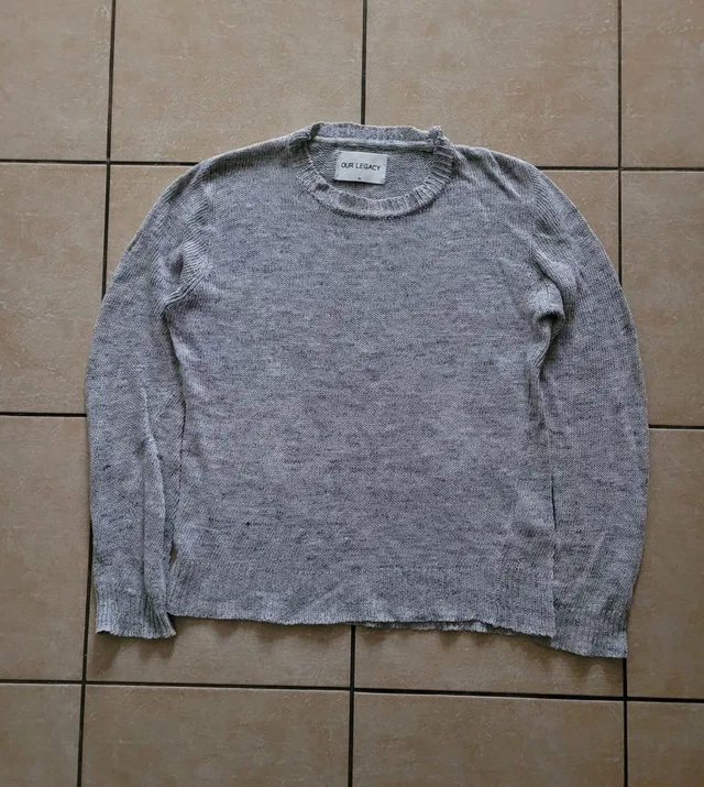 Acne Studios Our Legacy Grey Melange Linen Knited Sweater, Men's (Size Medium) in gray from Grailed