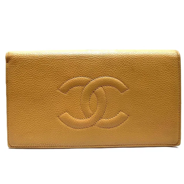 Chanel CC Logo Bifold Wallet Caviar Leather in Caviar leather from The Reluxe