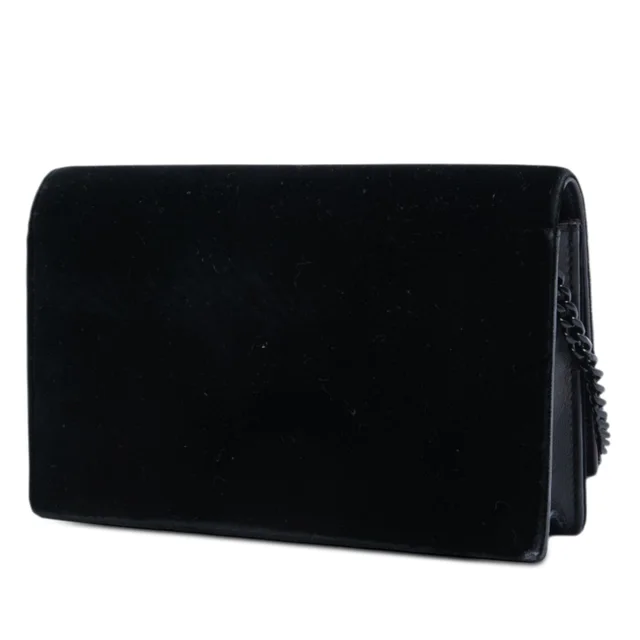 Black Saint Laurent Velvet Crystal Monogram Kate Tassel Wallet on Chain Crossbody Bag in Black Velvet from Designer Revival, photo 2 of 2