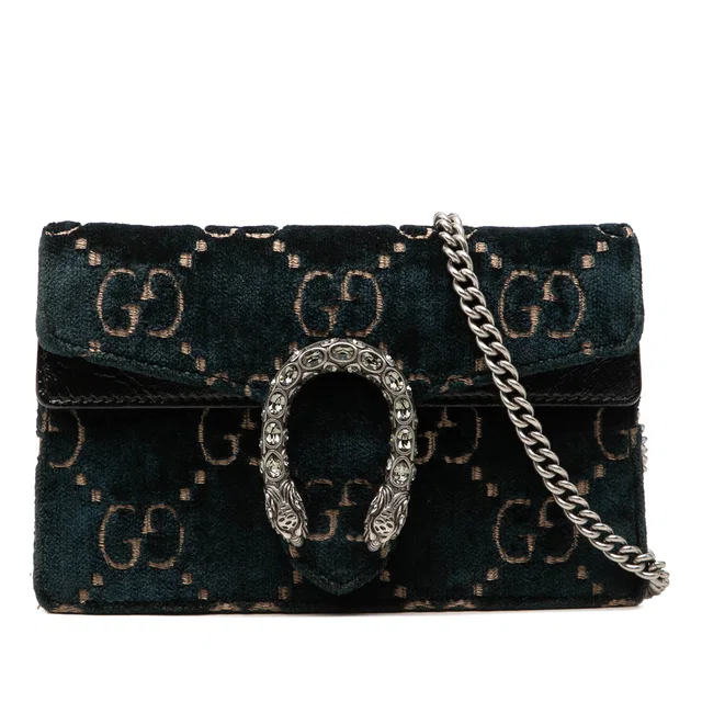Blue Gucci Mini GG Velvet Dionysus Crossbody in Blue Velvet from Designer Revival