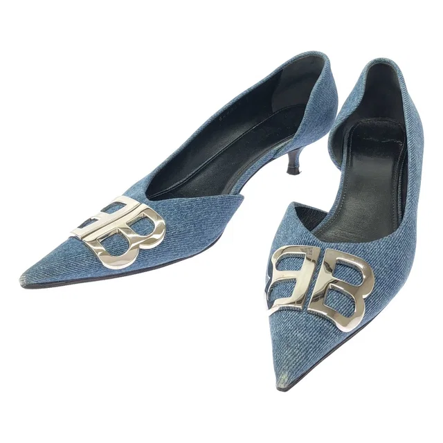 Balenciaga Denim Flat Pumps Indigo Blue in Blue Denim from The Reluxe