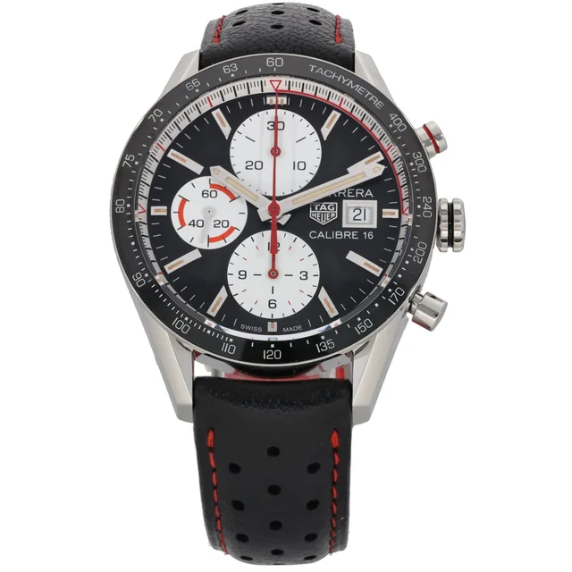 TAG Heuer Carrera CV201AP-0 41mm Stainless Steel Watch in Leather from H&T