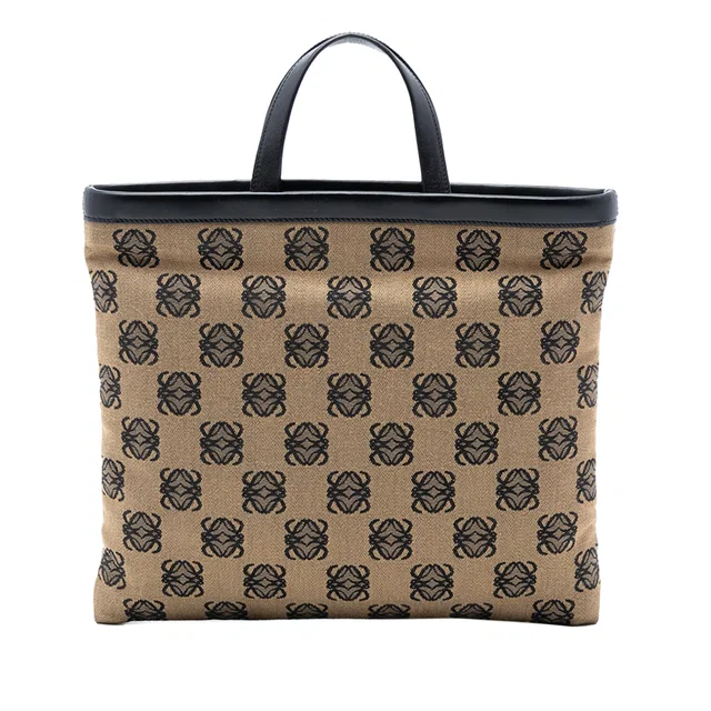 Beige LOEWE Anagram Canvas Tote in Beige Canvas from Designer Revival