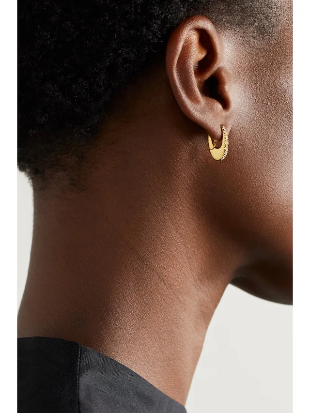 MELISSA KAYE Lulu small 18-karat gold diamond hoop earrings in Metallic, photo 2 of 2 from NET-A-PORTER (Canada)