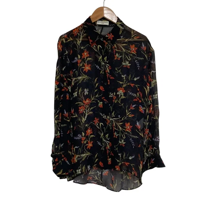 Balenciaga Sheer Silk Blouse in Silk from LuxUness