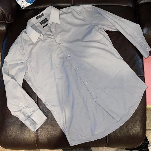 Men's Omega Grey Long Sleeve Button Down Dress Shirt Size Xl in gray from Poshmark