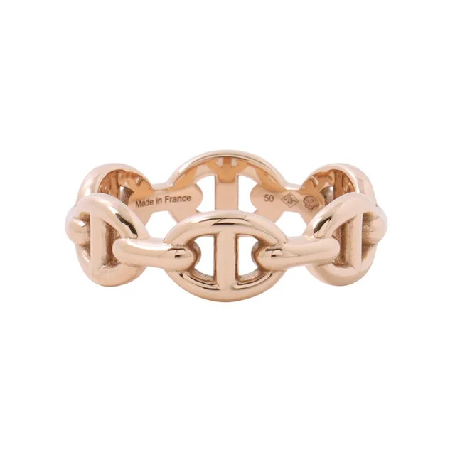 Hermès Chaine d'Ancre Anchene Ring Size 50/#10 18K Pink Gold in Pink from GALLERY RARE, photo 2 of 15