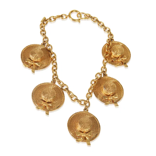 Chanel Gold-Plated Vintage Sunhat Charm Necklace in Gold from HEWI