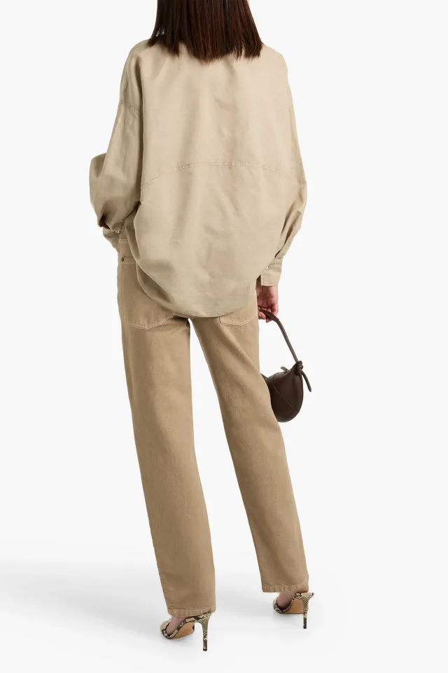 Brunello Cucinelli Bead-Embellished Linen and Cotton-Blend Shirt in Beige, photo 3 of 4 from THE OUTNET