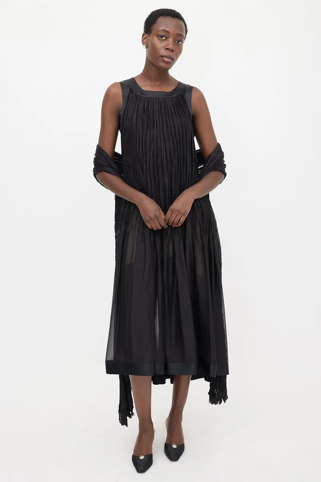 Chanel FW 2012 Silk Sheer Pleated Dress in Silk from VSP Consignment
