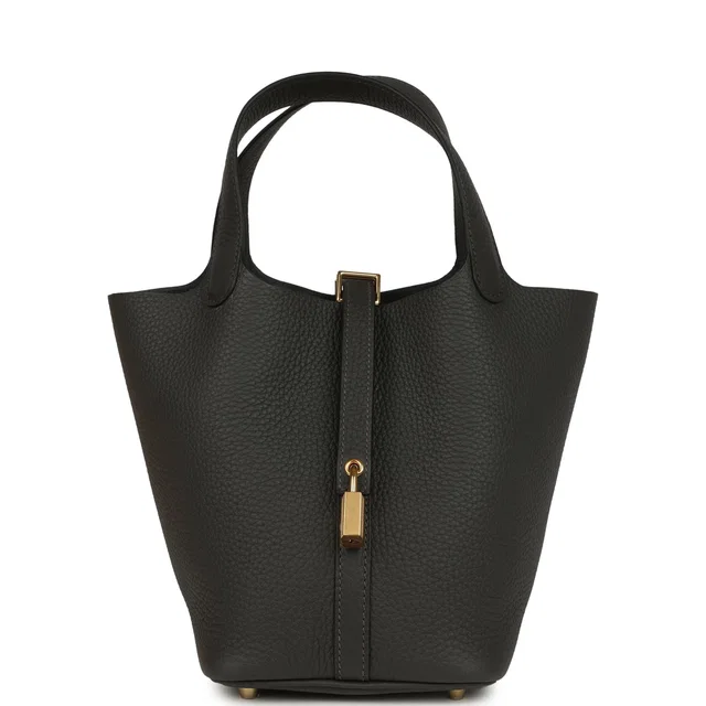 Hermès Picotin Lock 18 Dark Bronze Clemence Gold Hardware in Clemence leather from Madison Avenue Couture