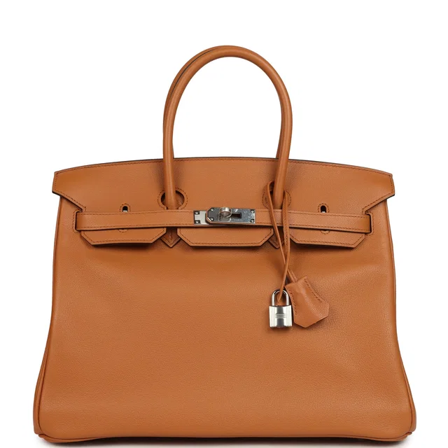 Hermès Birkin 35 "Sea Surf and Fun" Toffee Novillo Palladium Hardware in Canvas from Madison Avenue Couture