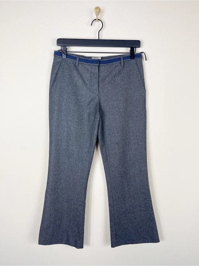 Miu Miu Wool Straight Leg Pants Grey Size It 36 / Us 6 in blue|gray Wool from Poshmark