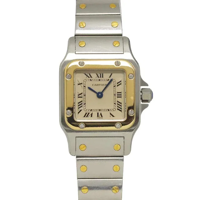 Cartier Santos Galbee W20012C4 750 YG Cream Dial Ladies Watch in White from Luxury Promise