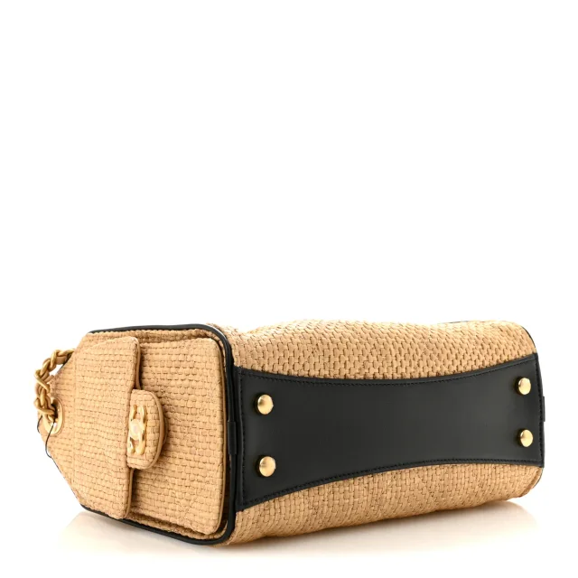 Braided Raffia Calfskin Quilted Mini Chanel 25 Handbag Beige Black in Black Calfskin from FASHIONPHILE, photo 4 of 10