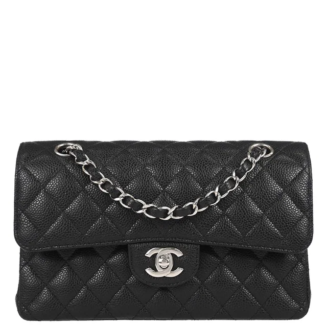 Chanel 2019 Black Caviar Skin Small Classic Double Flap Shoulder Bag in Black Caviar leather from AMORE Vintage Tokyo