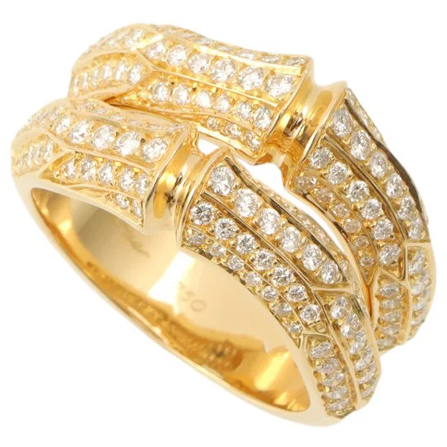 Cartier 18K Diamond Bamboo Ring #61 Gold in Gold from VINTAGE QOO TOKYO