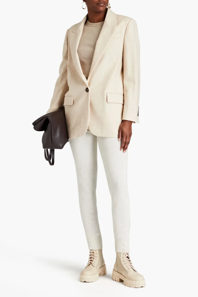 Brunello Cucinelli Bead-Embellished Virgin Wool Blazer in Beige, photo 2 of 4 from THE OUTNET