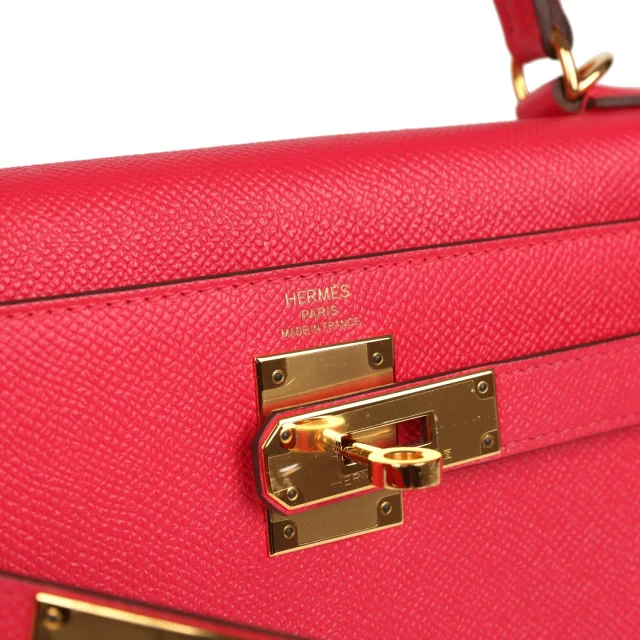 Hermès Kelly Sellier 28 Rose Extreme Epsom Gold Hardware in Pink Epsom leather from Madison Avenue Couture, photo 7 of 9