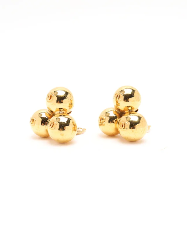 Chanel Coco Mark Bubble Clip-On Earrings in Silk from A Retro Tale, photo 2 of 3