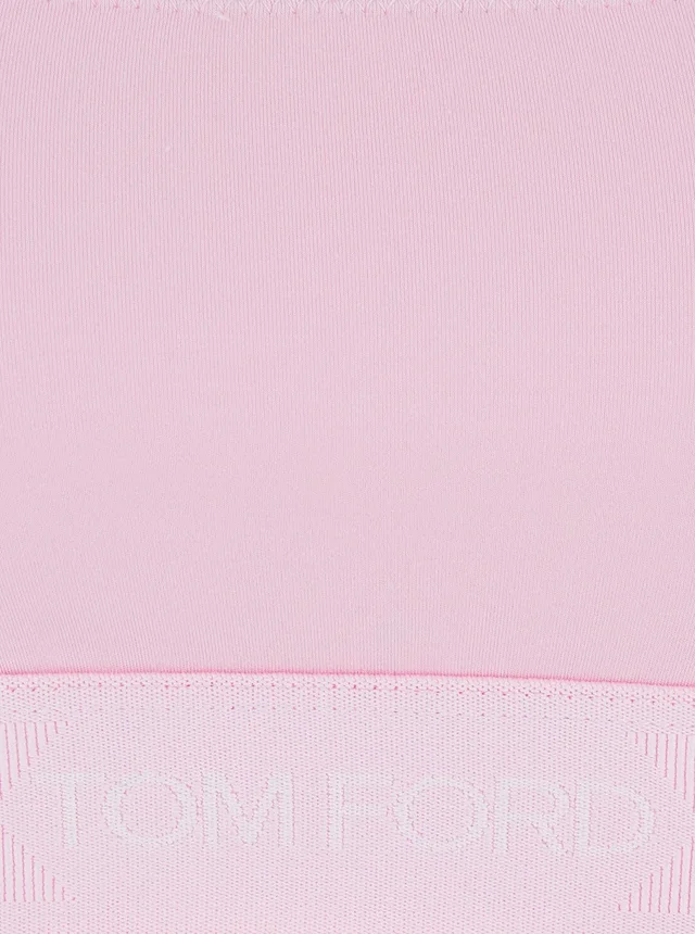 TOM FORD Pink Top Bralette with Wide Neckline and logo lettering on the Front in Modal Stretch Women in Pink 92% Modal 8% Elastane, photo 6 of 6 from Gaudenzi Boutique