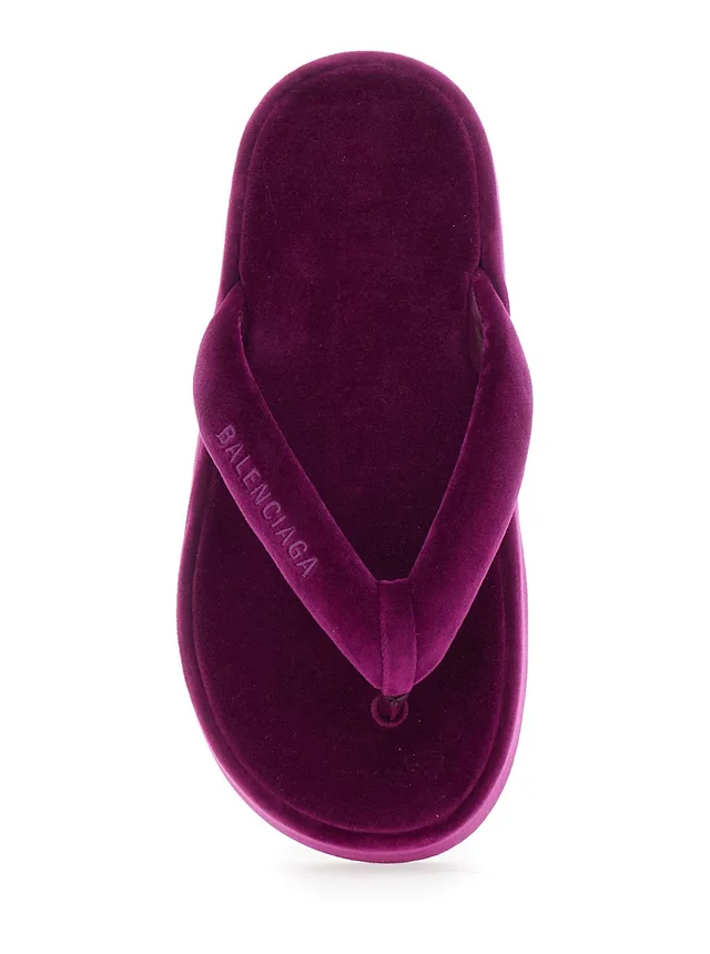 BALENCIAGA 'Jet Leg' Violet sandals with Thong Design and Logo Lettering on the Strap in Cotton Blend for Women in 70% Cotton 30% Viscose, photo 8 of 8 from Gaudenzi Boutique