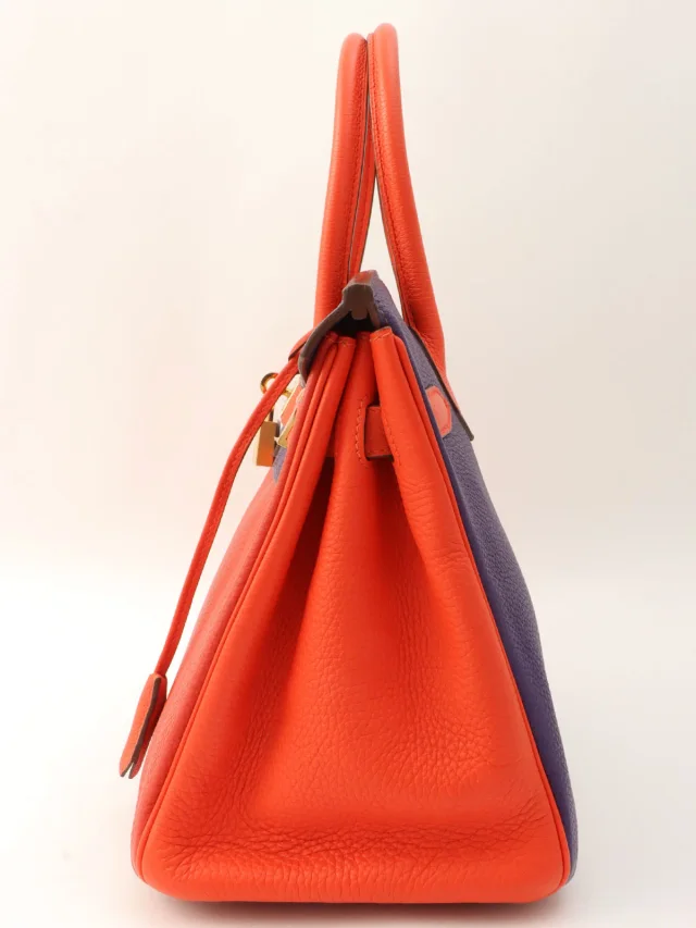 Hermès 2012 Made Birkin 30 Rouge Vif/Rouge Pivoine/Ultraviolet in Red Togo leather from VINTAGE QOO TOKYO, photo 4 of 12