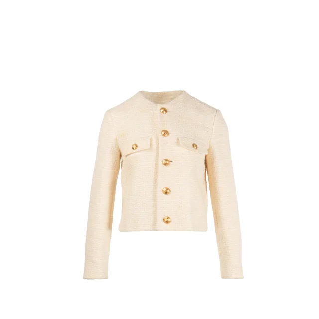Celine size 34 tweed jacket cotton ivory in White Tweed from EMIER