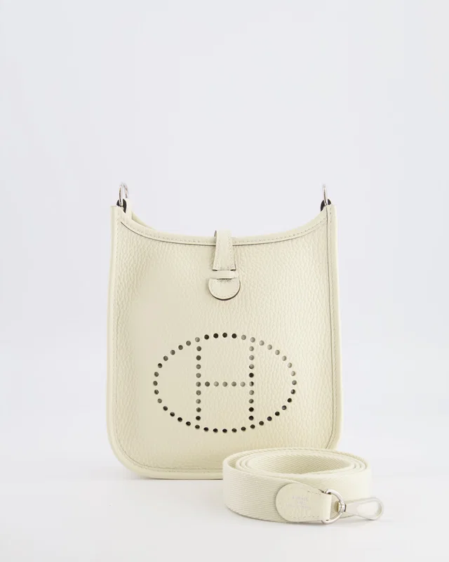 Hermès Mini Evelyne Amazone Bag in White Clemence leather from Sellier