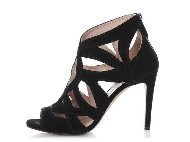 Miu Miu Black Suede Cutout Sandals in Black Suede from Ann's Fabulous Finds