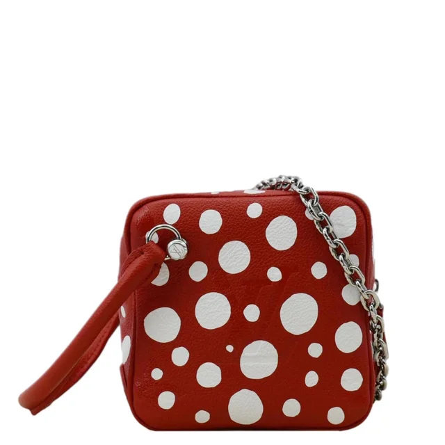 Louis Vuitton x YAYOI Kusama Square Overseas Monogram Leather Shoulder Bag Red in Red Leather from Dallas Designer Handbags