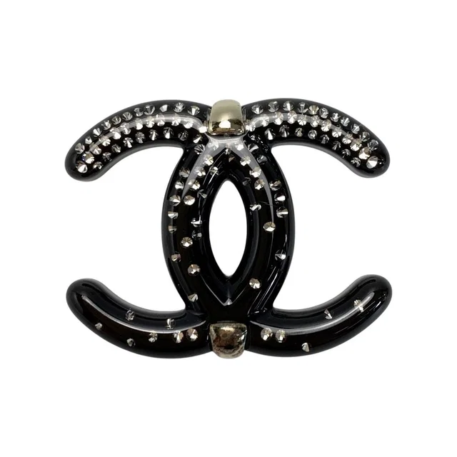 Chanel Coco Mark Brooch D23 S Black Pin Type in Black from The Reluxe