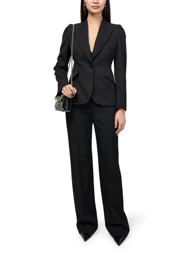 MCQUEEN Straight pants in Black 100% wool, photo 6 of 6 from 24S (US)