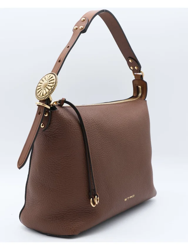 Etro embossed-logo pebbled leather shoulder bag, photo 2 of 5 from SENSER