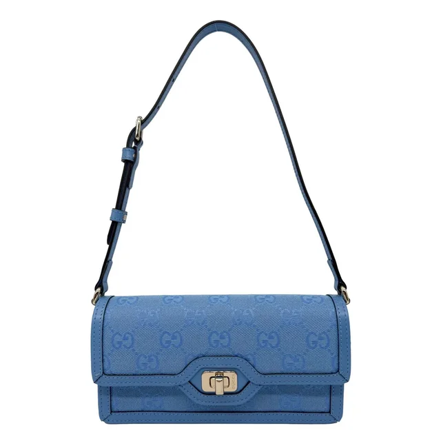 Gucci Luce Mini GG Monogram Canvas Shoulder Bag Blue 790038 in Blue Coated canvas from Dallas Designer Handbags