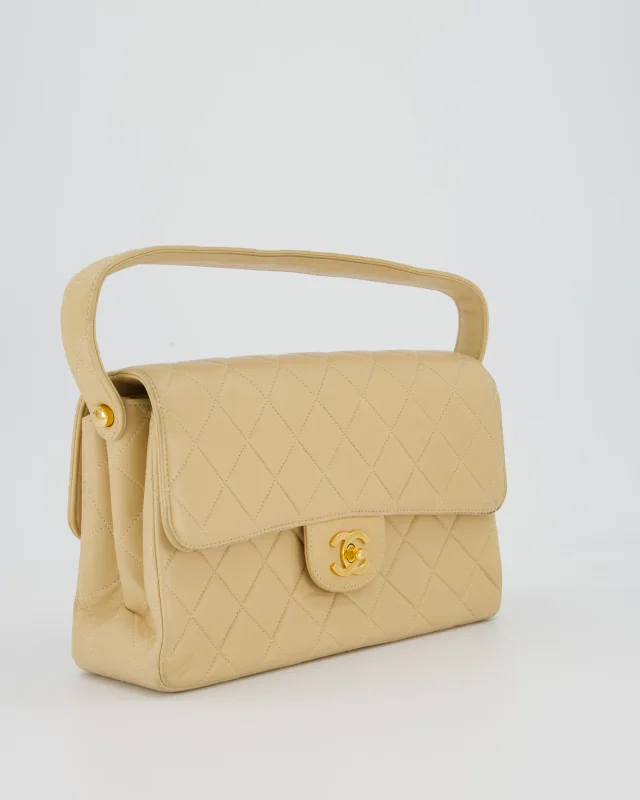 Chanel Vintage Medium Double-Sided Flap Bag in Beige Lambskin from Sellier, photo 6 of 18