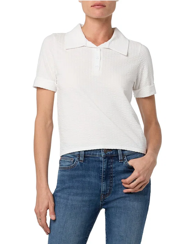 HUDSON Jeans Linen-Blend Crop Polo, image 1 of 1 from Rue La La