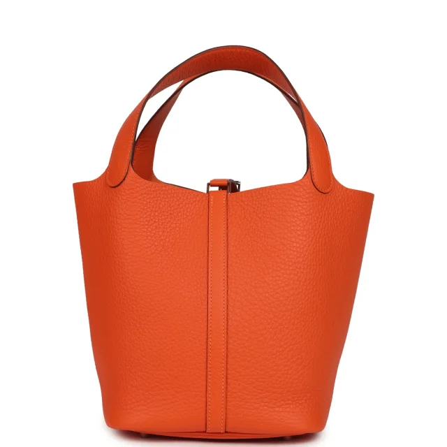 Hermès Picotin Lock 22 Tangerine Clemence Palladium Hardware in Clemence leather from Madison Avenue Couture, photo 4 of 8