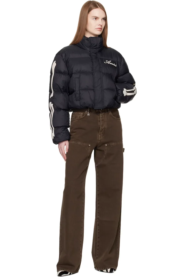 AMIRI Black Bones Cropped Down Jacket, photo 4 of 4 from SSENSE