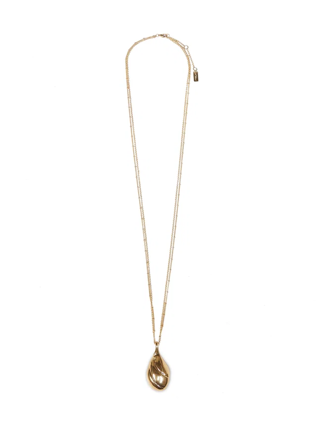 Chloé Pleated Pendant Mirror Necklace — Gold Brass Necklaces in Gold from HEWI