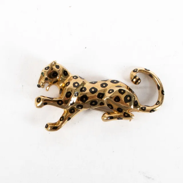 Cartier Vintage 18K Yellow Gold Panthere Brooch in Yellow from Labellov