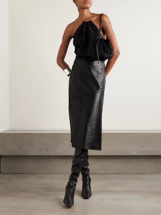 VICTORIA BECKHAM Paneled leather midi skirt in Black, photo 2 of 2 from NET-A-PORTER (Canada)