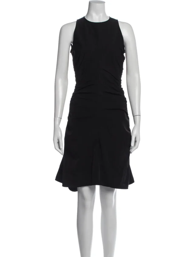 Bottega Veneta Crew Neck Knee-Length Dress in black from The RealReal