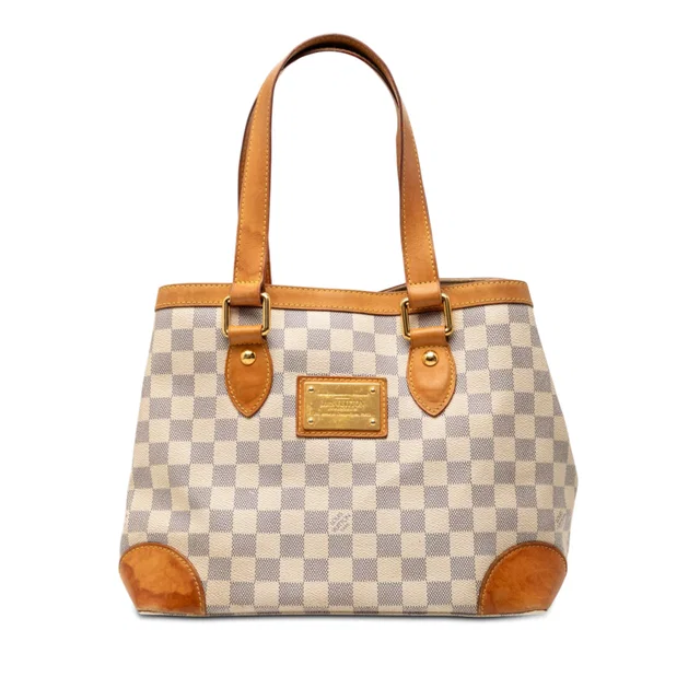 White Louis Vuitton Damier Azur Hampstead PM Tote Bag in White Canvas from Designer Revival