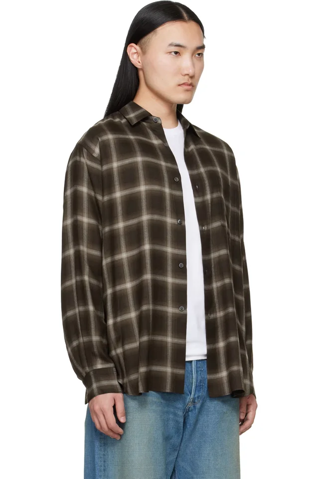 ssstein Brown Check Oversized LS Shirt, photo 2 of 4 from SSENSE