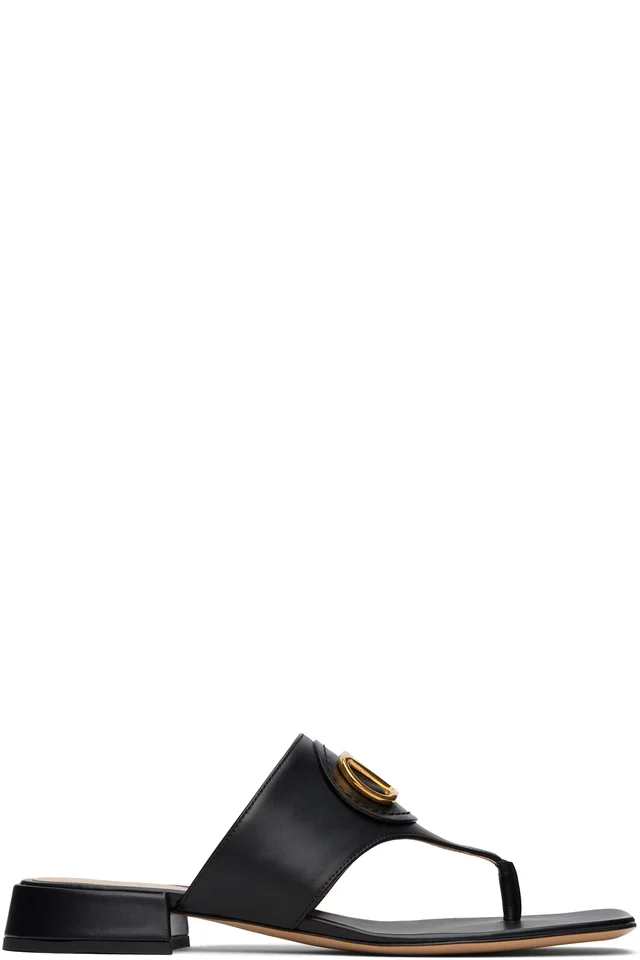 Valentino Garavani Black VLogo Signature Thong Sandals from SSENSE, photo 1 of 1