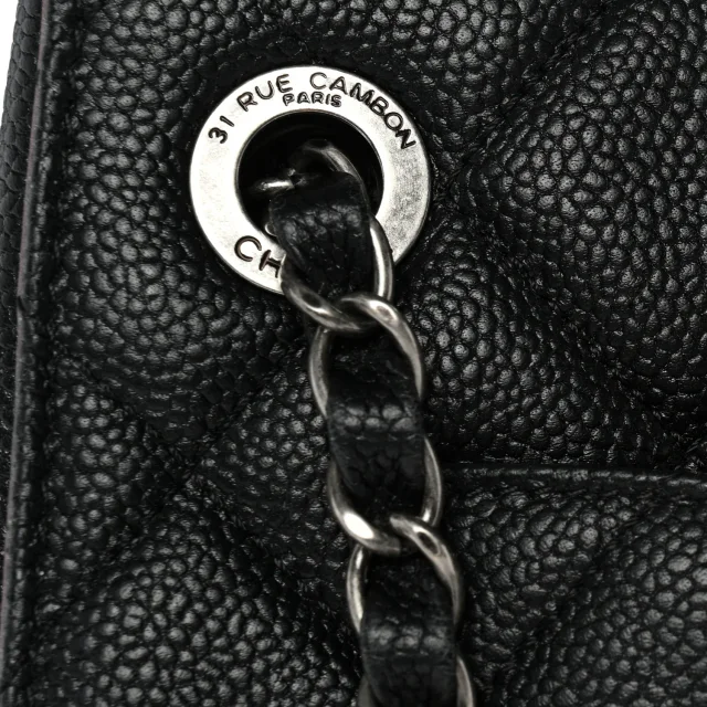 Chanel Caviar Quilted Large CC Accordion Shopping Bag Black in Black Caviar leather from FASHIONPHILE, photo 10 of 12