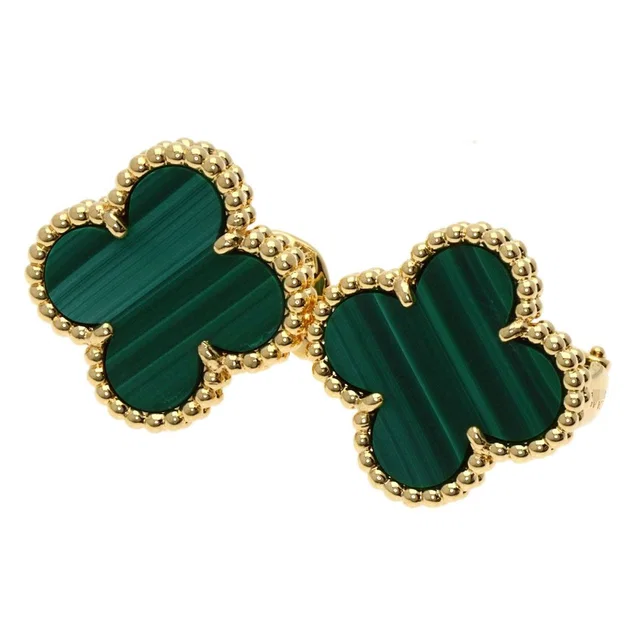 Van Cleef & Arpels Vintage Alhambra Malachite Earrings 18K from The Reluxe